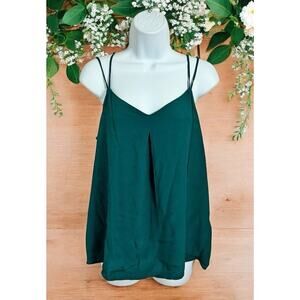 GAP Dark Green Cami Blouse Sz M Spaghetti Straps V-Neck Top Lined Loose Camisole